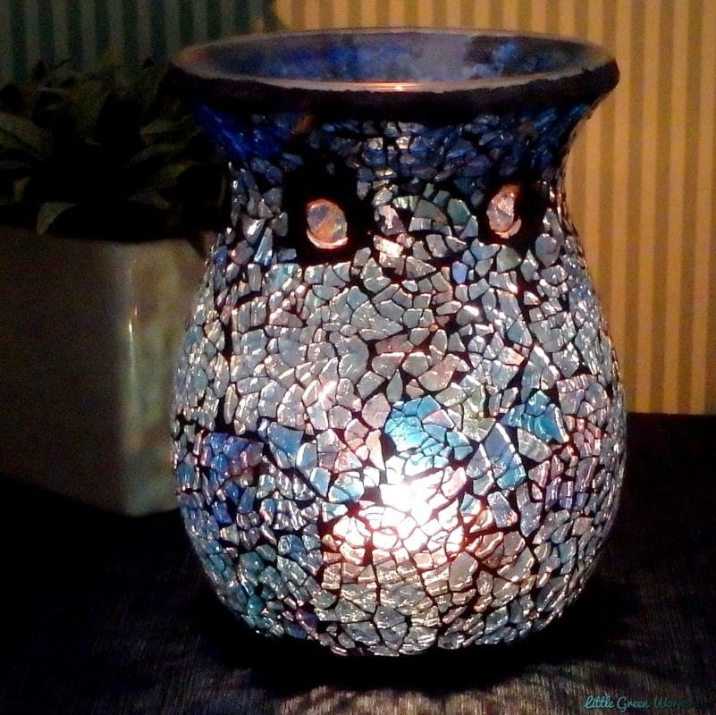 Blue/Silver Mosaic Crackle Oil Burner back