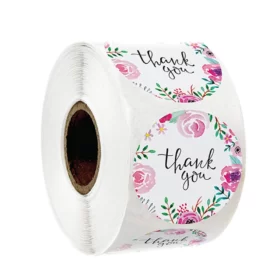 Thank You Stickers Pink Rose Garland 500 Pack