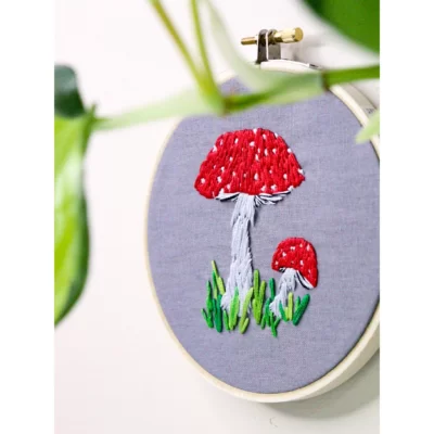 Craft Make Do Red Mushroom Embroidery Kit1