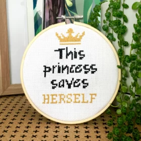 This Princess Saves Herself Cross Stitch Kit