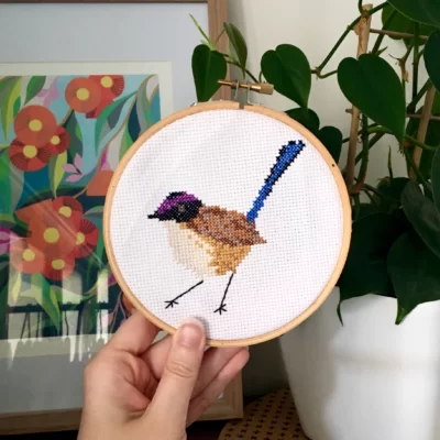 Purple Crowned Fairy Wren Cross Stitch Kit